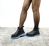 Ботинки жіночі демісезонні шкіряні Bot*e*a Vene*a "Черні з блакитною підошвою" р. 36-39, фото 3