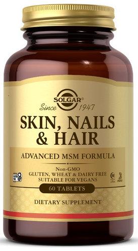 Комплекс для шкіри нігтів і волосся поліпшена рецептура з МСМ (Skin Nails & Hair) Solgar 60 таблеток