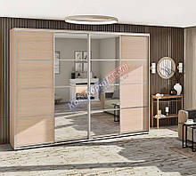 Шкаф-купе 2,8м "С 4-х частей" четырехдверный с зеркалом