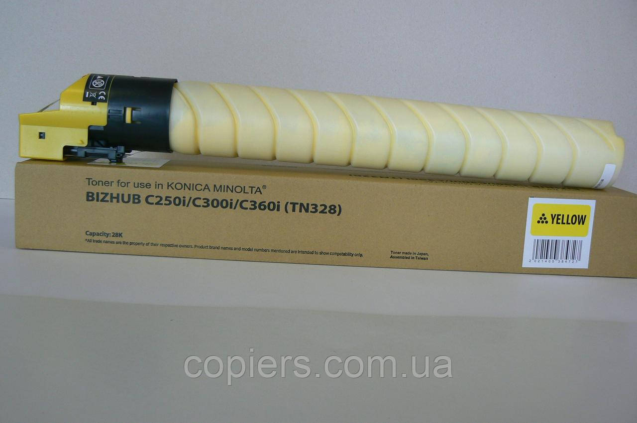 Тонер картридж TN328Y Yellow Bizhub c250i c300i c360i, Tomoegawa, Japan, tn-328y, фото 1