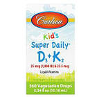 Дитячі вітаміни для зубів і кісток комплекс д3 і к2 у краплях 1000 МО/22,5 мкг Carlson Labs Super Daily 10 мл, фото 2