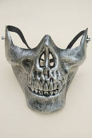 Полумаска череп, маска череп для лица Серебро