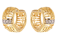 Сережки Xuping Позолота+Родій колечки "Різний орнамент з цирконієм"