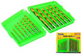 Набір свердел для металу MASTERTOOL 13 шт HSS (1.5-6.5 мм) в пластиковій коробці титан 11-1305