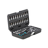 Набір насадок (інструментів) торцевих c тріскачкою CrV 1/4 (90Т) (46 шт.) Apro, фото 2