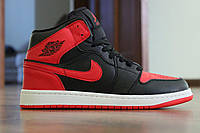 Зимние мужские кроссовки Nike Air Jordan с мехом черные с красным кроссовки Найк Аир Джордан 43