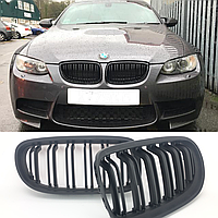 Решетка ноздри BMW (БМВ) 3 series Е90 Е91 LCI (2009-2012) Матовая 2 ребра