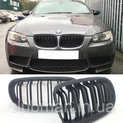 Решітка ноздрі BMW (БМВ) 3 series Е90 Е91 LCI (2009-2012) Матова 2 ребра, фото 1