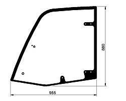 Скло дверці верхнє для CAT, Deutz, JLG