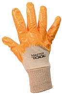 Перчатки хлопчатобумажный трикотаж MASTERTOOL неполное нитриловое покрытие вязаный манжет 10" 55-57 г желтые