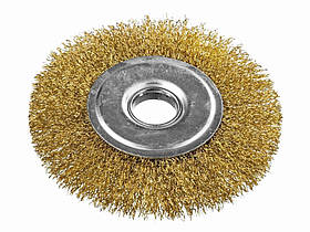 Щітка дискова MASTERTOOL з латунированной рифленого дроту 150х22.2 мм 19-9115