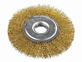 Щітка дискова MASTERTOOL з латунированной рифленого дроту 115х22.2 мм 19-9111