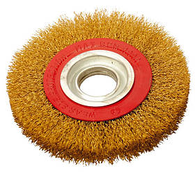 Щітка дискова MASTERTOOL з латунированной рифленого дроту 150х32 мм 19-9215