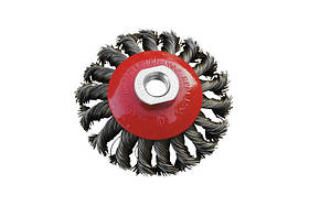 Щітка конусна MASTERTOOL з плетеного дроту 100 мм М14 19-8010