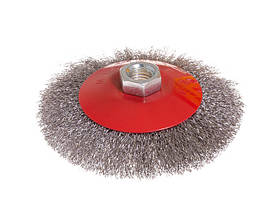 Щітка конусна MASTERTOOL з рифленого дроту 115 мм М14 19-8211