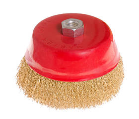 Щітка торцева MASTERTOOL з латунированной рифленого дроту 150 мм М14 19-7115