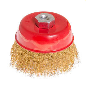 Щітка торцева MASTERTOOL з латунированной рифленого дроту 100 мм М14 19-7110