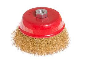Щітка торцева MASTERTOOL з латунированной рифленого дроту 125 мм М14 19-7112