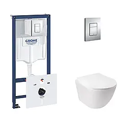 Набір інсталяція 5 в 1 Grohe Rapid SL 38827000 + унітаз з сидінням Qtap Jay QT07335176W