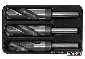 Набір свердел по металу YATO HSS 4241 Ø22-24-25 мм 75/150 мм для нержавіючої та конструкційної сталі 3 шт