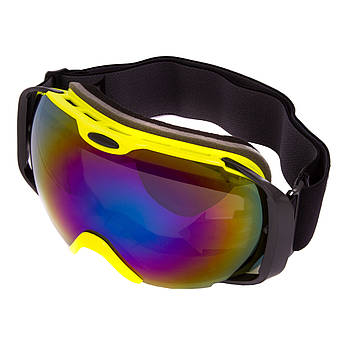 Окуляри гірськолижні для лиж і сноуборда SPOSUNE HX012 антифріг, подвійні лінзи дзеркальні сині