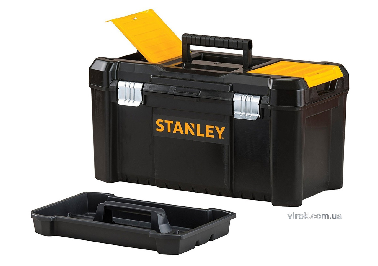 Ящик для інструментів STANLEY : 19", пластиковий, комірки в кришці, метлеві защіпки, 480х250х250 мм, фото 1