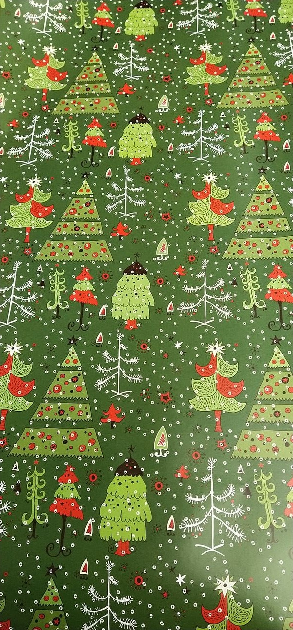 Новорічна пакувальний папір зелена з малюнком ялинка розмір 1 метр 70 см 1 шт, фото 1