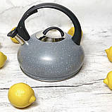 Чайник зі свистком 3 л мармурове покриття Edenberg EB-8812 Чайник для індукційної плити Чайник газовий, фото 5