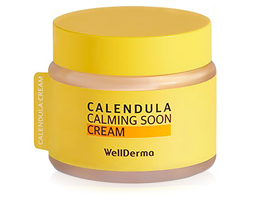 Успокаивающий крем для лица с календулой для чувствительной кожи WellDerma Calendula Calming Soon Cream, 80мл - фото 1 - id-p1510763826