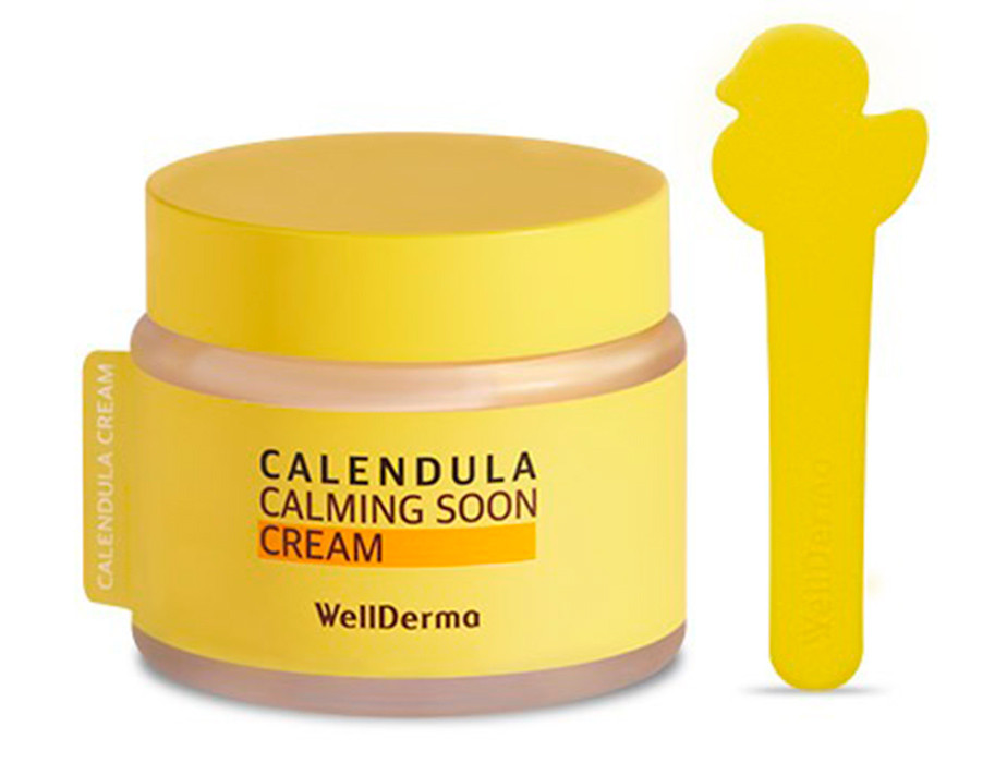 Успокаивающий крем для лица с календулой для чувствительной кожи WellDerma Calendula Calming Soon Cream, 80мл - фото 2 - id-p1510763826