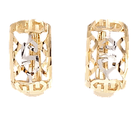Сережки Xuping Позолота+Родій колечки "Різний орнамент" візерунок на один бік