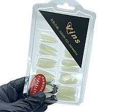 Гелеві типси для нарощування Vins, 100 шт. Форма "стилет". Молочний