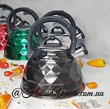 Чайник зі свистком 3 л із неіржавкої сталі Edenberg EB-8821 Чайник для індукційної плити Чайник газовий, фото 7