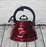 Чайник зі свистком 3 л із неіржавкої сталі Edenberg EB-8821 Чайник для індукційної плити Чайник газовий, фото 3