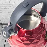 Чайник зі свистком 3 л із неіржавкої сталі Edenberg EB-8821 Чайник для індукційної плити Чайник газовий, фото 4
