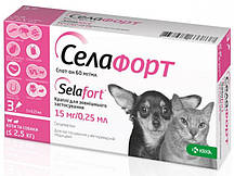 Селафорт Selafort Спот-он для котів і собак вагою до 2,5 кг краплі на холку, 15 мг/0,25 мл