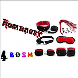 Грайливий садо-мазо набір, чорний із червоним, інтимні товари БДСМ, фото 3