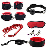 Грайливий садо-мазо набір, чорний із червоним, інтимні товари БДСМ, фото 4