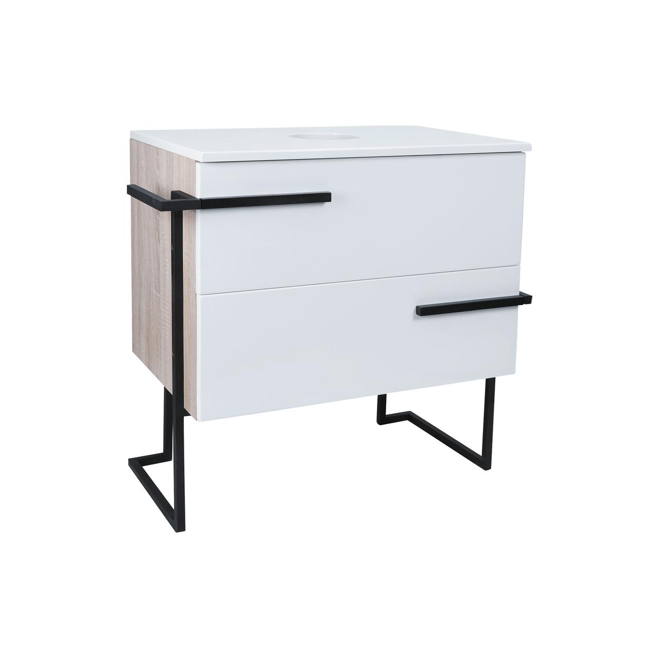 Підлогова Тумба Qtap Taurus 600х616х437 White/Whitish oak зі стільницею QT2480TNT603WWO