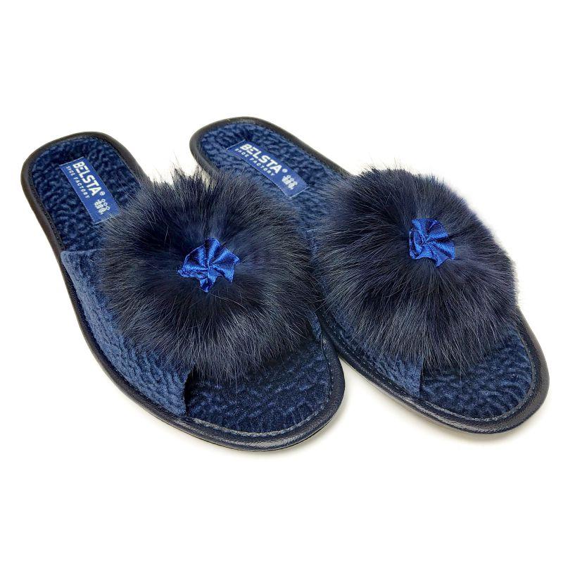 Жіночі домашні тапочки Белста з пушком кімнатні сині 175, фото 1