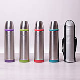 Термос з нержавіючої сталі Kamille KM-2059 Синій 1000мл Термос для чаю з чашкою Компактний термос, фото 3