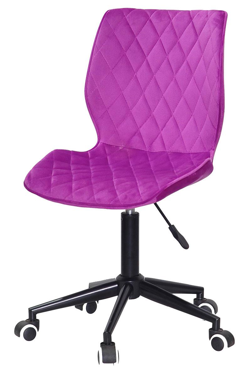 Стілець Toni BK Modern Office бузковий 1022 оксамит на чорній хрестовині з коліщатками, фото 1