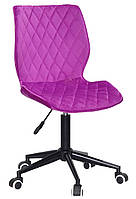 Стілець Toni BK Modern Office бузковий 1022 оксамит на чорній хрестовині з коліщатками, фото 4