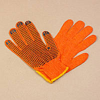 Перчатки ХБ оранжевые ПВХ точка