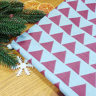 Отрез новогодней ткани "Треугольники бордовые на сером" 45*50 см