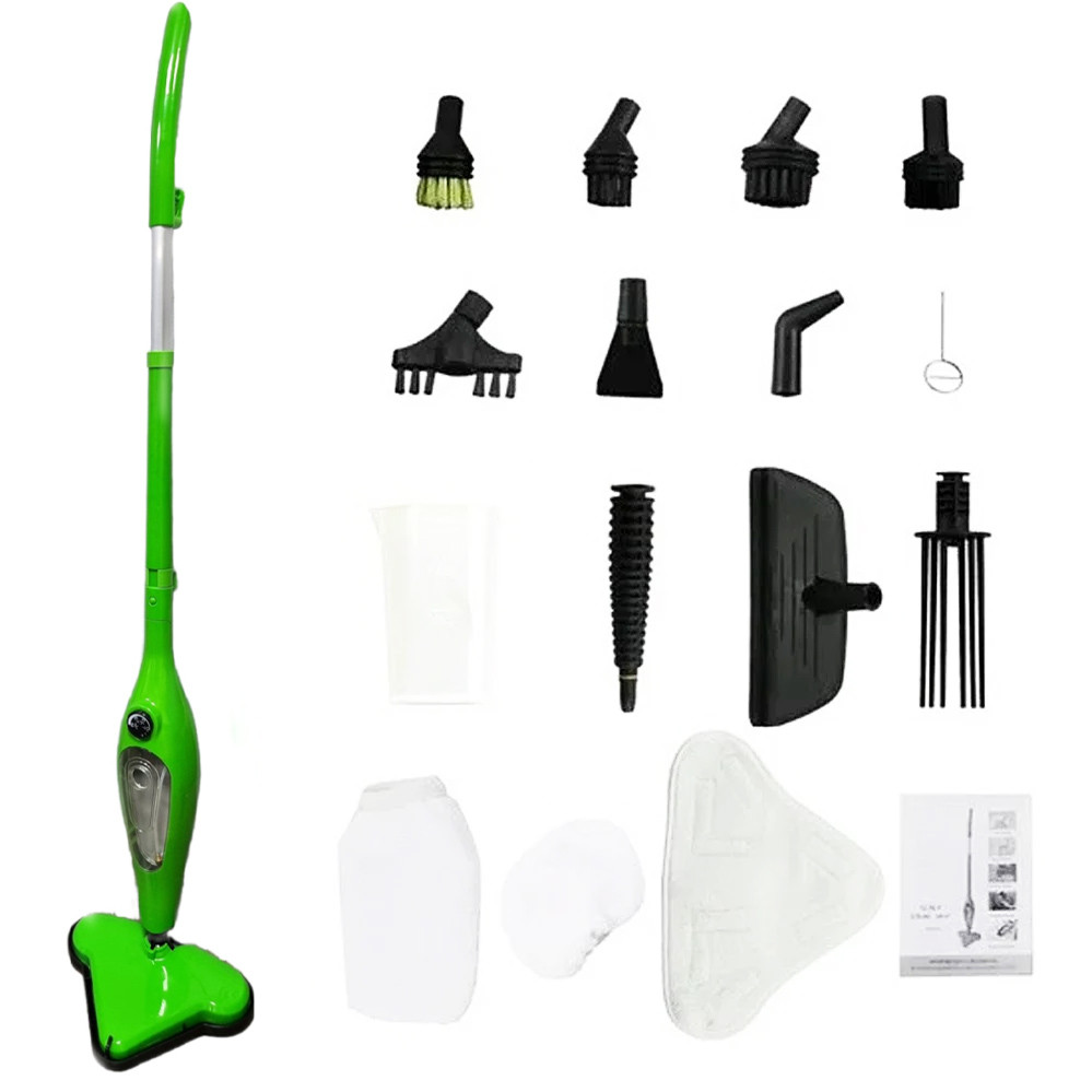 Парова швабра пароочисник H2O Steam Mop Х12 електрошвабра універсальна 12 в1 Зелена