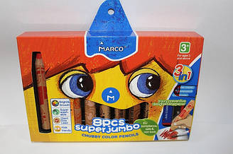 Олівці 8кольорів "MARCO" JUMBO №E1800-8CB Акварельн.)+ Підстругачка