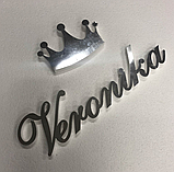 Ім'я та корона Manific Decor із дзеркального пластику на пінопластовій підоснові для свята Срібний, фото 3