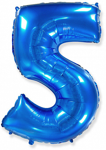 Фольгована кулька Цифра 5 Синя 32" 77 см (901815 A)  Іспанія для гелію або повітря