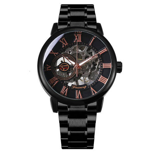 Мужские часы, механика с автоподзаводом Forsining 412C Black-Cuprum ...